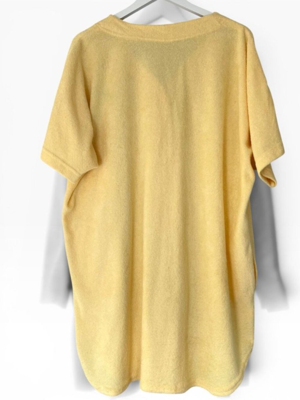 Leisure Life Terry Cloth Beach Cover Up Yellow Seashell Embroidered Button Front - Picture 6 of 6